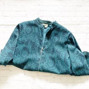 Patchington  Vintage Teal & Black Paisley Zip Up Jacket